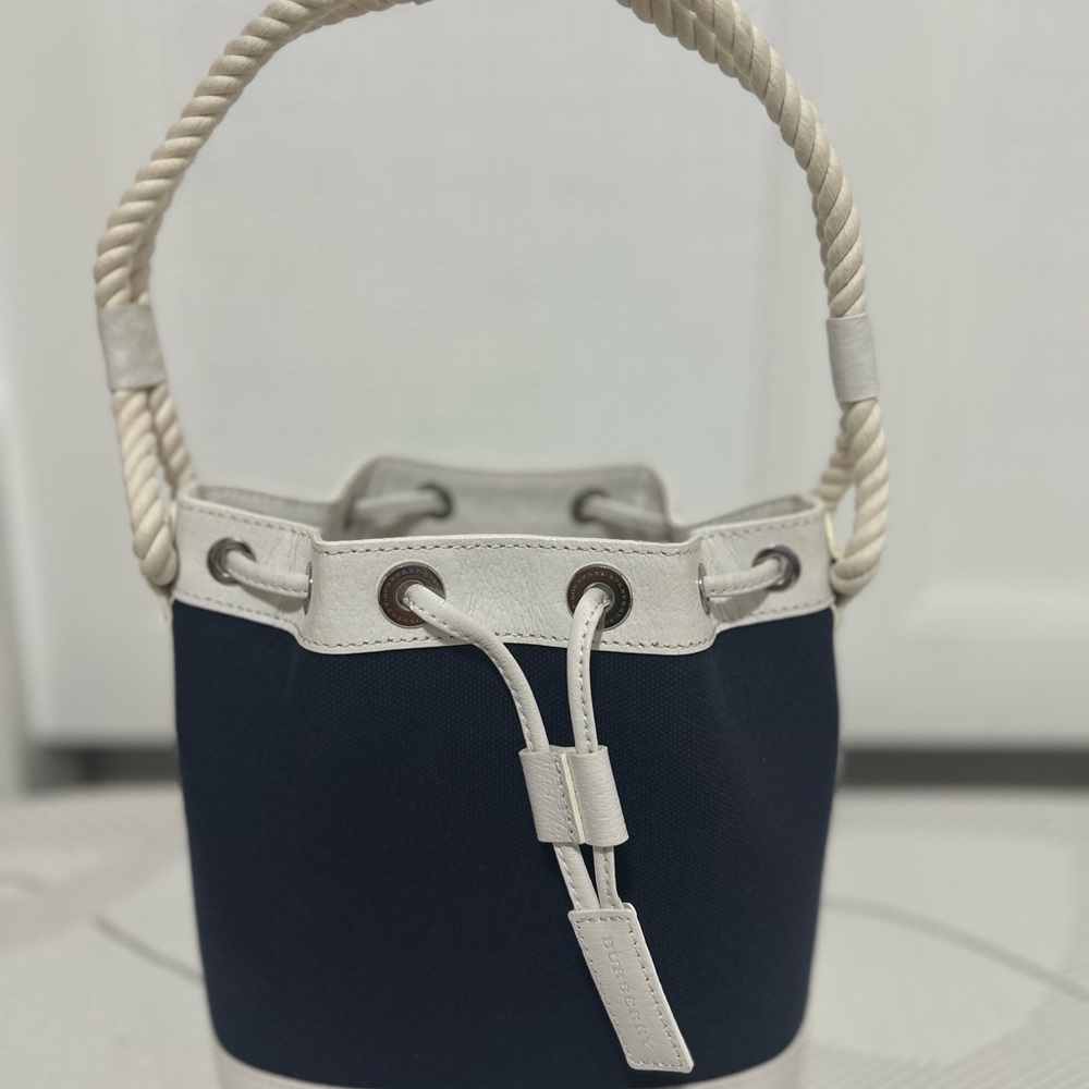 Burberry Navy and Cream Bucket Bag